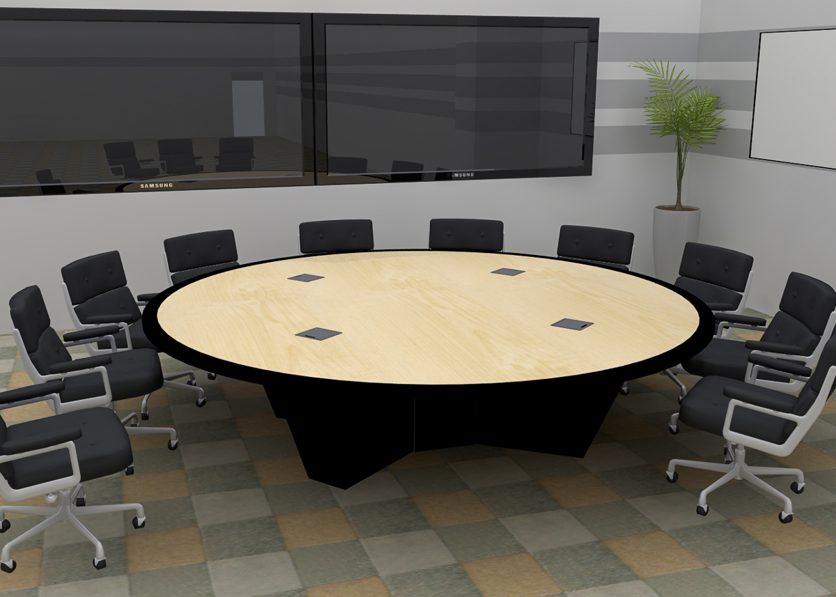 GSA custom laminate AV conference table-3 round laminate table