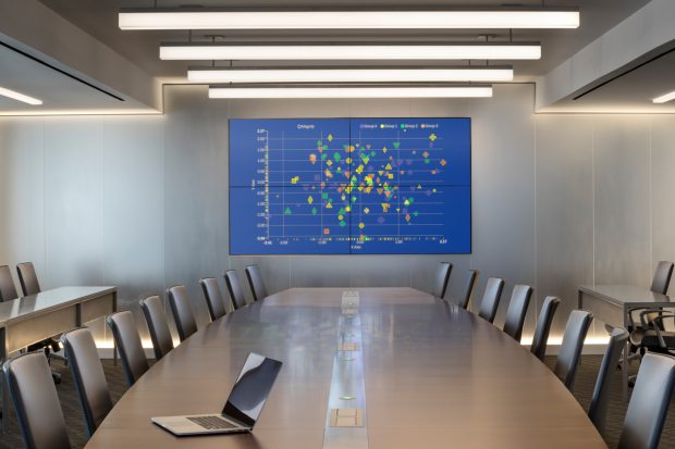 modern boat-shaped conference table