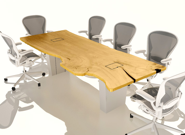 solid wood table with power