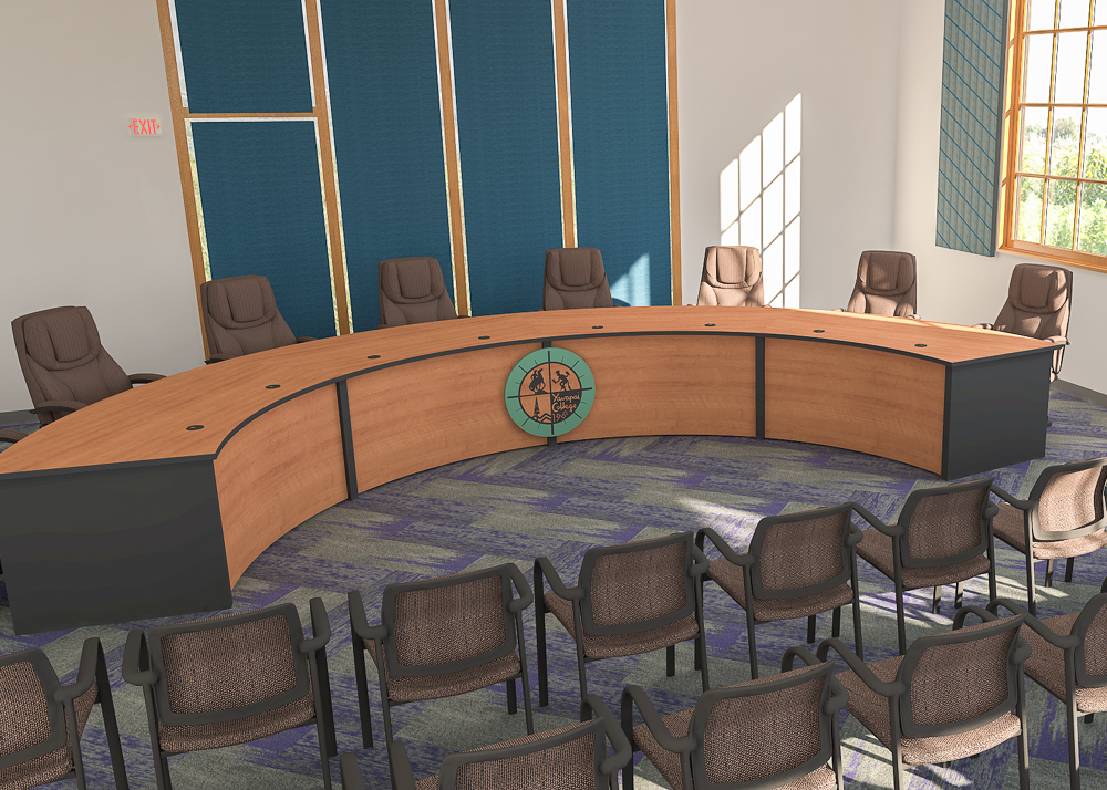 committee table with logo