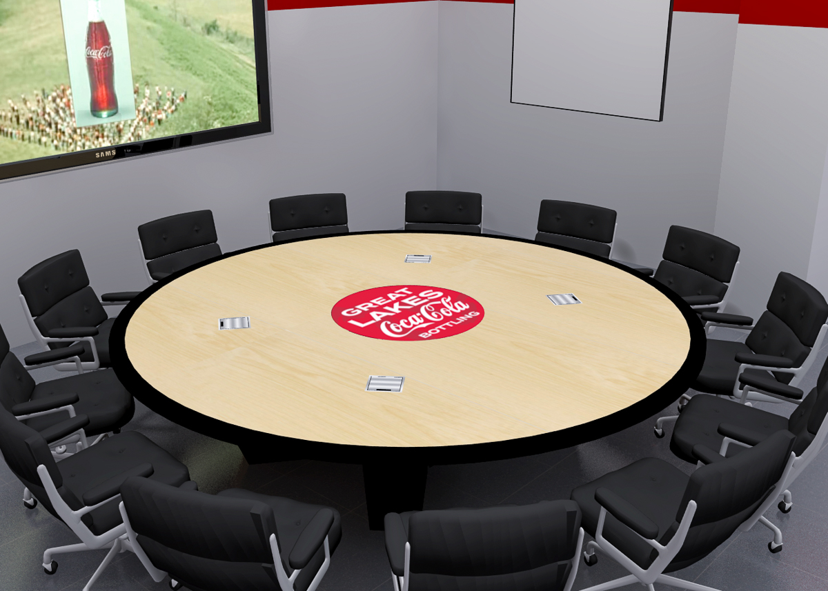 GSA custom laminate conference table-1 round logo conference table