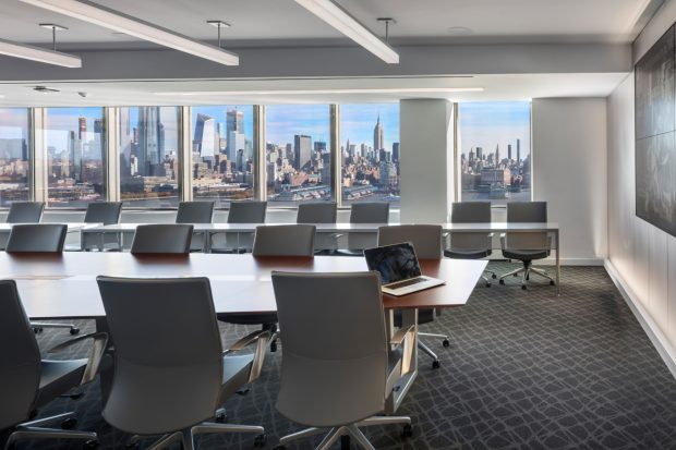 modern boat-shaped conference table